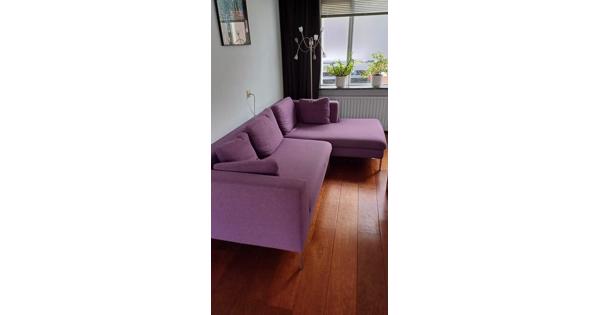 Leuke paarse bank met chaise longue, 2.54 breed