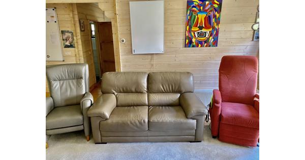 Leren bank fauteuil plus sta op stoel