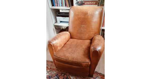 Vintage stoel van bruin leer