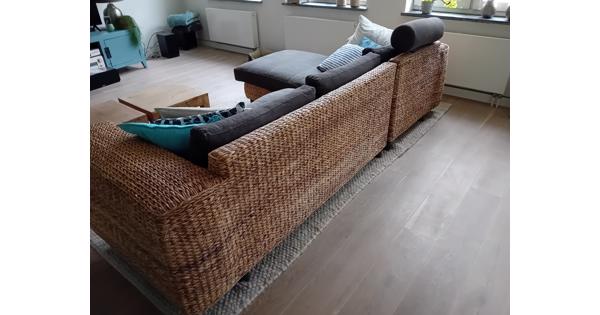 Hoekbank  160x280cm met rotan basis