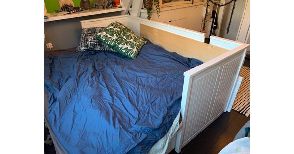uitschuifbaar bed enkel tot dubbel  van 80-160 cm, ikea wit