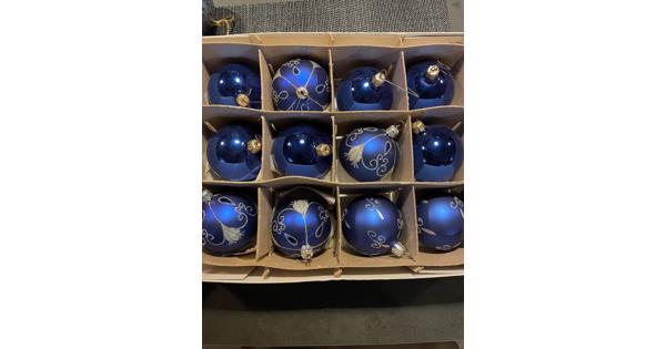 Kerstballen 6cm doorsnee, koningsblauw, drie verschillende