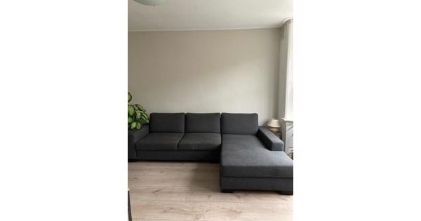 Grijze 3 zits bank met chaise longue en opbergruimte