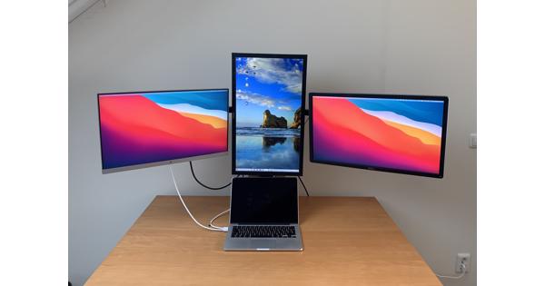 Bureaubeugel voor 3 monitor schermen inclusief schermen