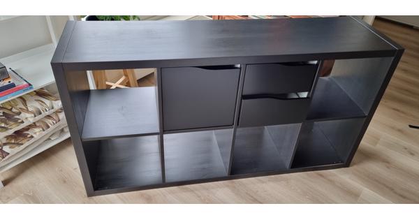 Zwarte IKEA Kallax kast 4x2 zwart