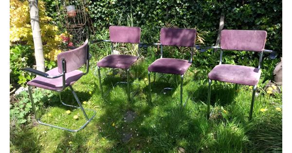 4x Vintage eettafel stoelen Gispen stijl