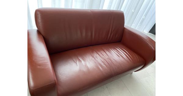 Rood lederen 2 EN 2,5 zits bank