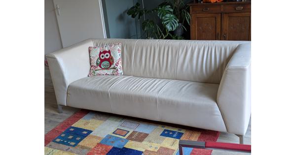 Witte leren bank - 3 zits