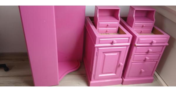 Bureau massief hout knalroze