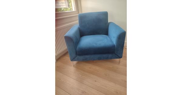 Blauwe fluwelen Fauteuil
