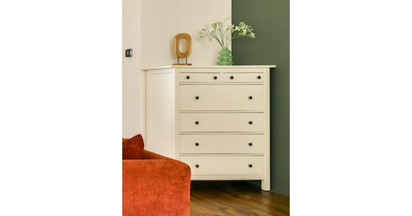 Hemnes ladekast 6 lades 108x131cm | Wit gebeitst (IKEA)