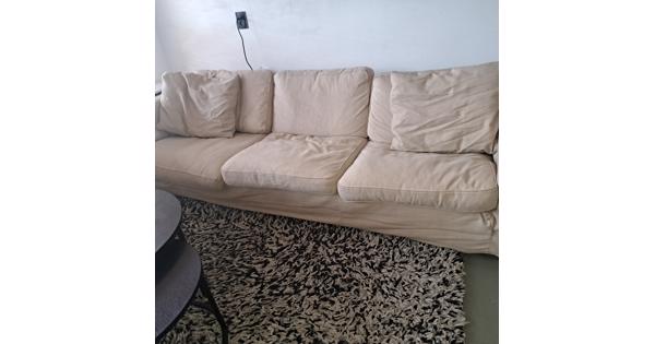 Linterloo 3zits bank beige katoen in zeer goede staat
