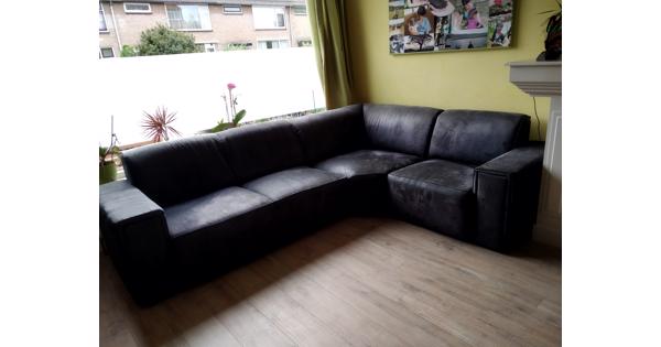 leren zwarte hoekbank