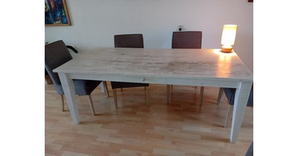 Whitewash eettafel 90x200