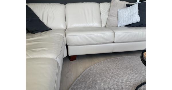 Wit/crème leren hoekbank
