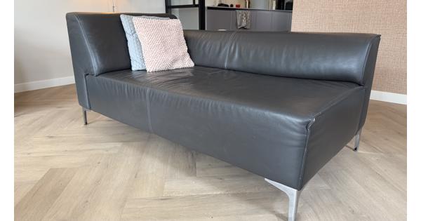 Chaise Longue - Montel - Leer Antraciet