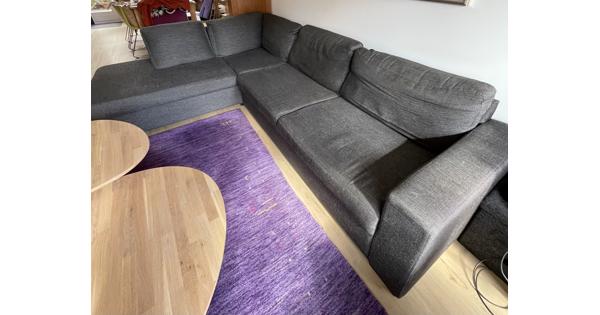 Hoekbank met chaise longue rechts dondergrijs