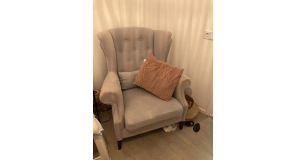 Grijze ijsblauwe oorfauteuil Stoel